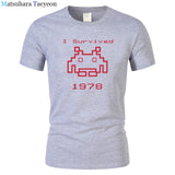I Survived 1978 Men Tops Tees Gaming T Shirts video game Space Invaders space alien geek nerd pop culture atari Novel t137
