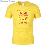I Survived 1978 Men Tops Tees Gaming T Shirts video game Space Invaders space alien geek nerd pop culture atari Novel t137