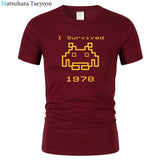 I Survived 1978 Men Tops Tees Gaming T Shirts video game Space Invaders space alien geek nerd pop culture atari Novel t137