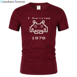 I Survived 1978 Men Tops Tees Gaming T Shirts video game Space Invaders space alien geek nerd pop culture atari Novel t137
