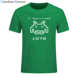 I Survived 1978 Men Tops Tees Gaming T Shirts video game Space Invaders space alien geek nerd pop culture atari Novel t137