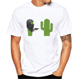 Cactus Funny Men Collar T Shirt Basic Casual T-shirt Men Short Sleeve Tshirt Men Funny Tumblr Graphic Elastic Tee Shirt