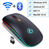 Wireless Mouse RGB Bluetooth Computer Mouse Gaming Silent Rechargeable Ergonomic Mause With LED Backlit USB Mice For PC Laptop